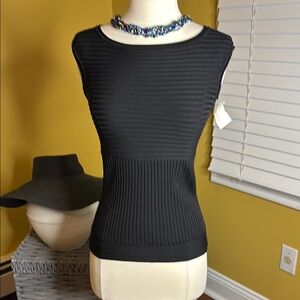 Black Sleeveless Ribbed Top